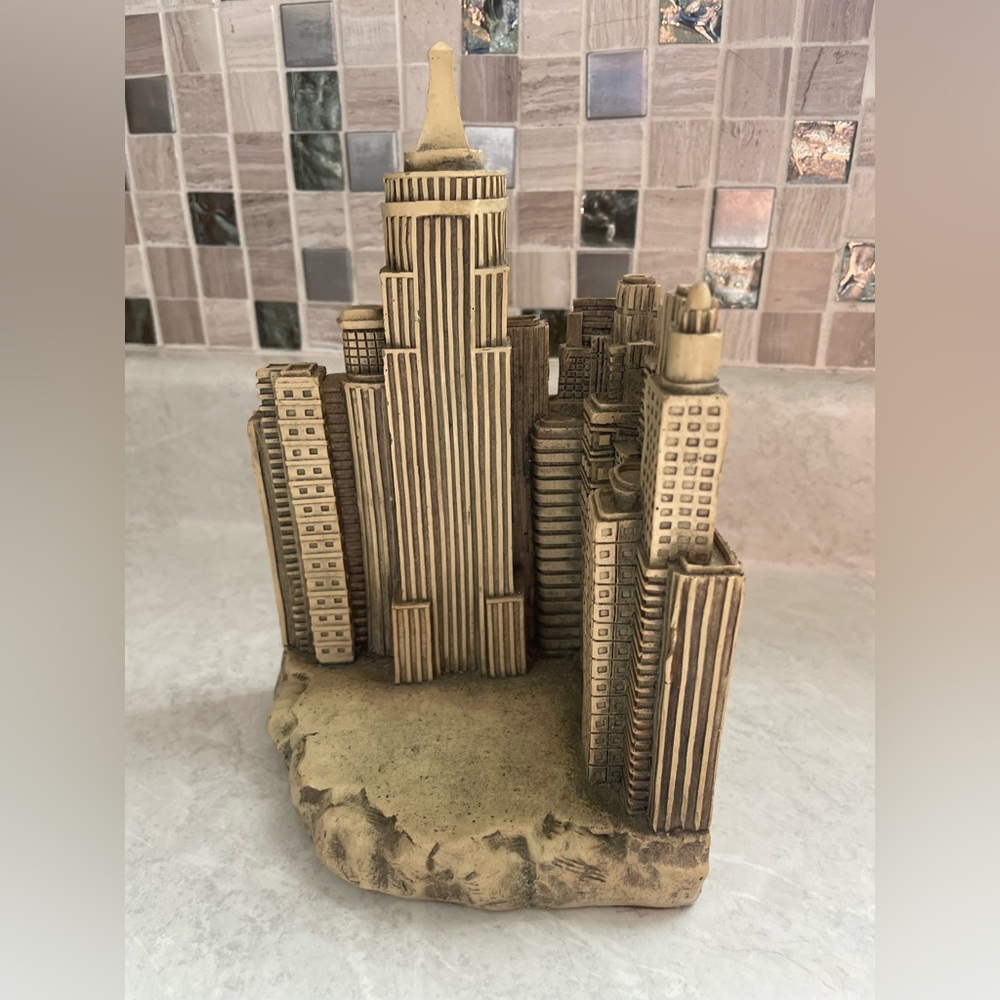 Bookend TMS, Beige Ceramic Cityscape Sculpture - Decorative Building Accent
